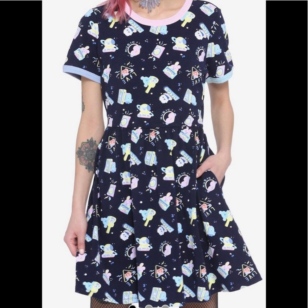 BT21 Pastel Music Print Ringer Dress Brand New Never Worn No Tags